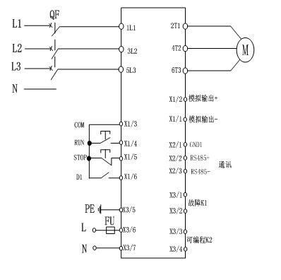 CMC-MX內置旁路軟起動器基本接線原理圖、三角形內接連接圖和典型應用接線圖(圖1)